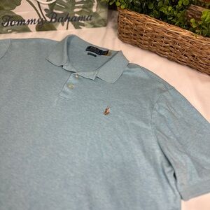 Ralph Lauren Classic Fit Men's Blue Heather Polo Shirt Size L